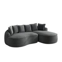 ECKSOFA chenille mit extra tiefer chaiselongue & rahmenlosem design - Grau, Textil (252/164cm) - Urban Meuble