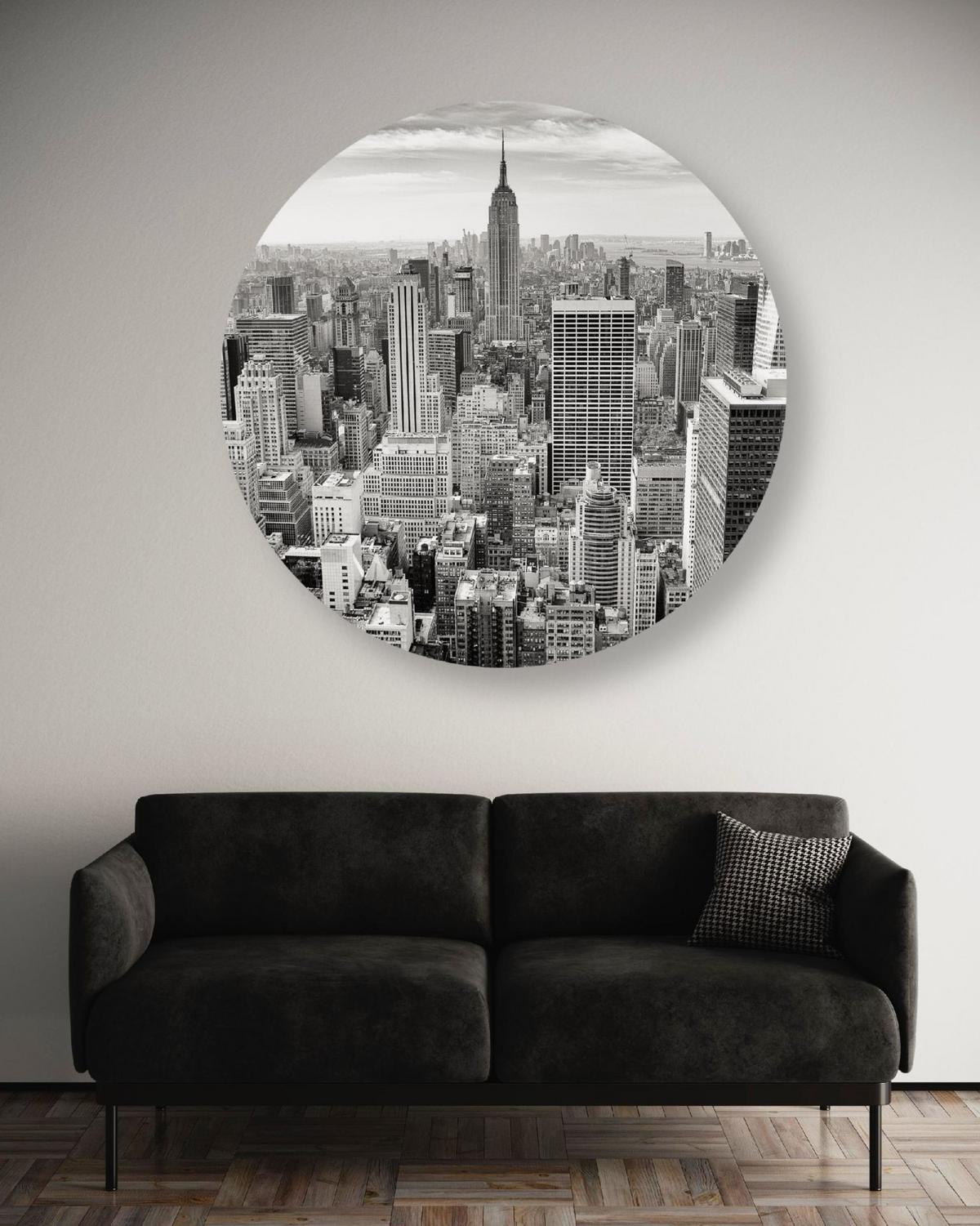 RUNDES BILD Grau 60/60 cm - Weiß/Grau, Textil (60/60cm) - KUNSTLOFT