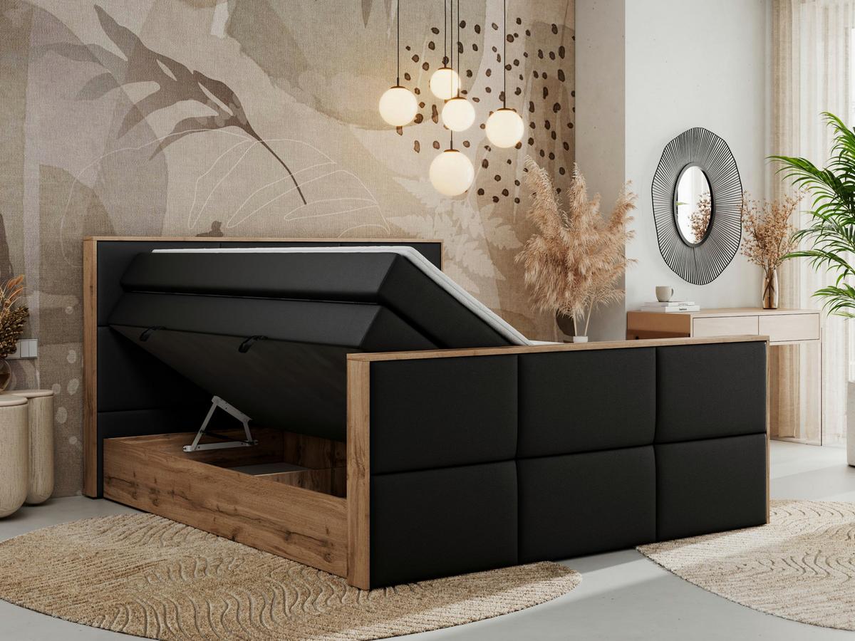 BOXSPRINGBETT ALBERO 2 KING DUO 140/200 Schwarz Kunstleder - H3 - Schwarz, Holz/Textil (140/200cm) - MKS