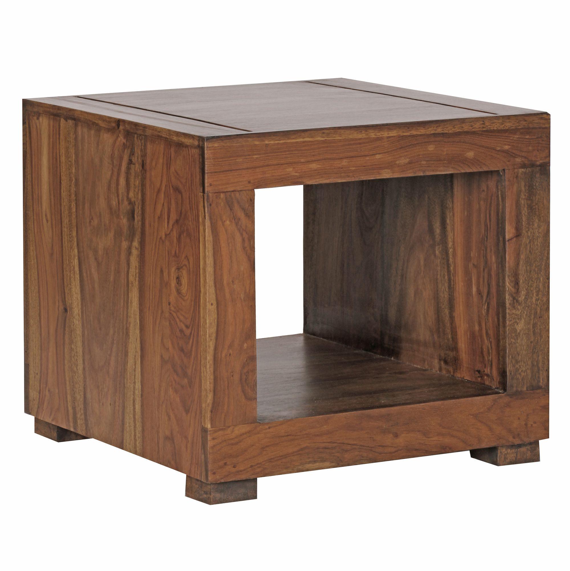 COUCHTISCH Dunkelbraun Massivholz Sheesham 50cm Landhaus-Stil - Dunkelbraun/Braun, Holz (50/50/45cm) - KADIMA DESIGN