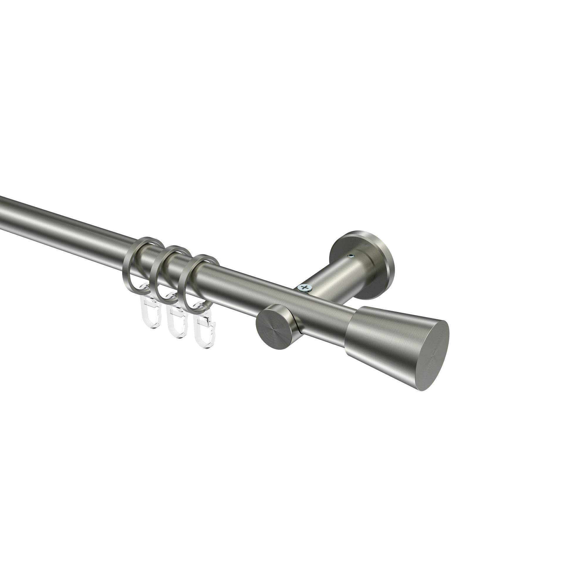 GARDINENSTANGE Platon Sitra 600 cm (geteilt in 3 x 200 cm), 1-läufig, 20 mm Ø Edelstahl-Optik - Edelstahlfarben, Metall (600cm) - INTERDECO