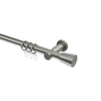 GARDINENSTANGE Platon Sitra 600 cm (geteilt in 3 x 200 cm), 1-läufig, 20 mm Ø Edelstahl-Optik - Edelstahlfarben, Metall (600cm) - INTERDECO