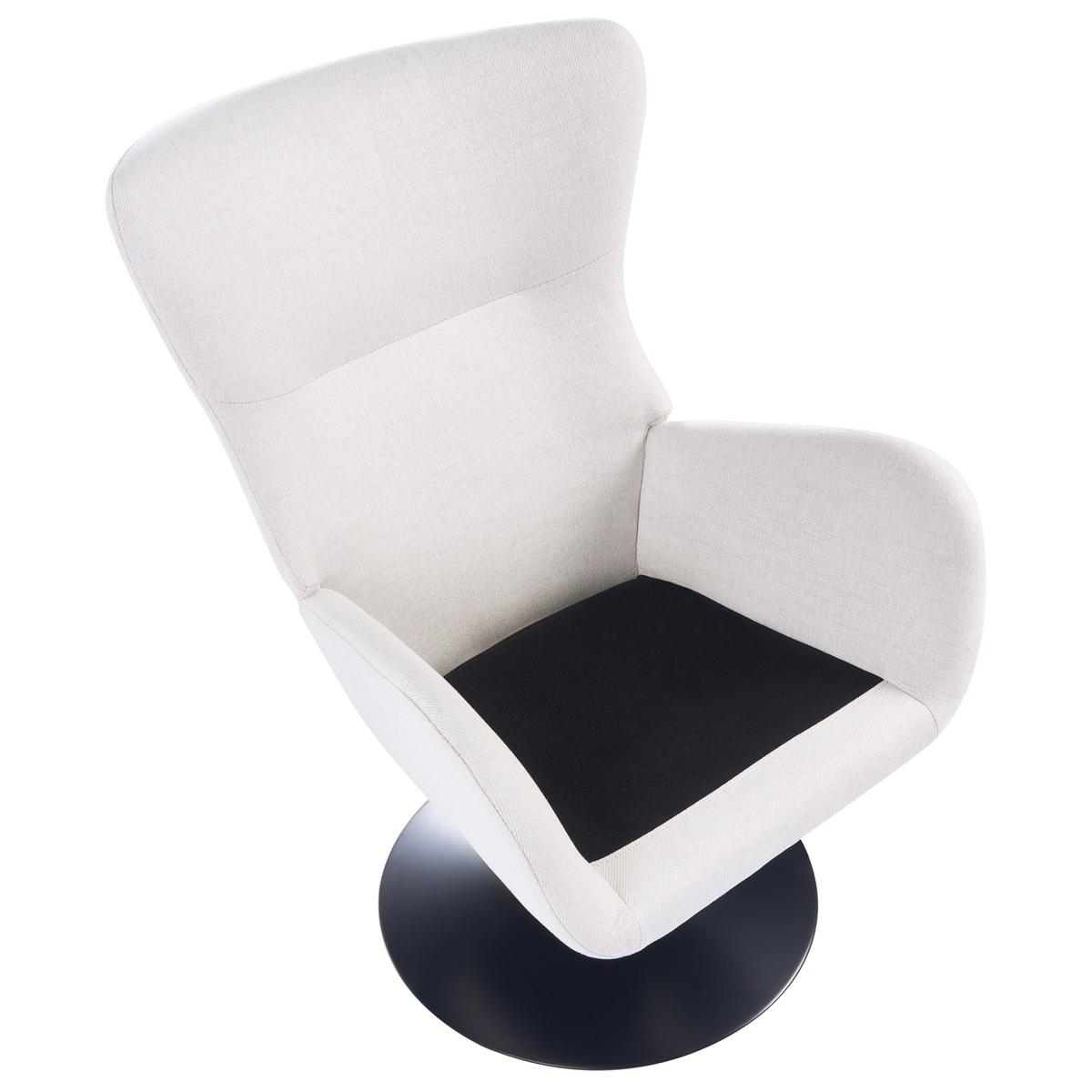DREHSESSEL Cremeweiß Vigge - Weiß, Textil (70/96/78cm) - Beliani
