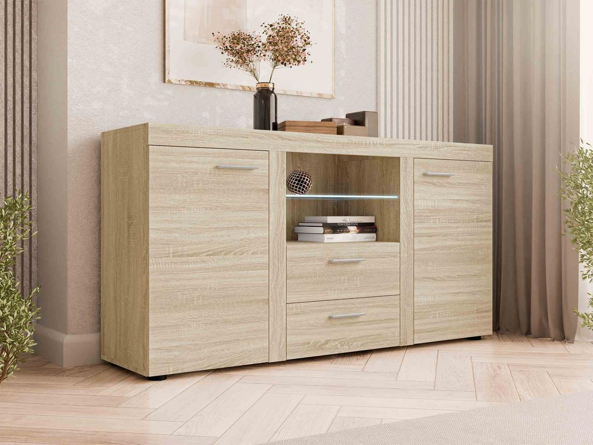 KOMMODE Rumba mit LED Beleuchtung - Sonoma Eiche, Holzwerkstoff (156/82/40cm) - MIRJAN24