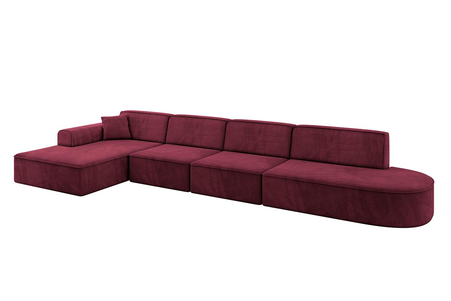 ECKSOFA Ottomane Links IREA-L3-v3 - 412x165x77 cm Bordeauxrot - Bordeaux, Holzwerkstoff/Textil (412/165cm) - ALTDECOR