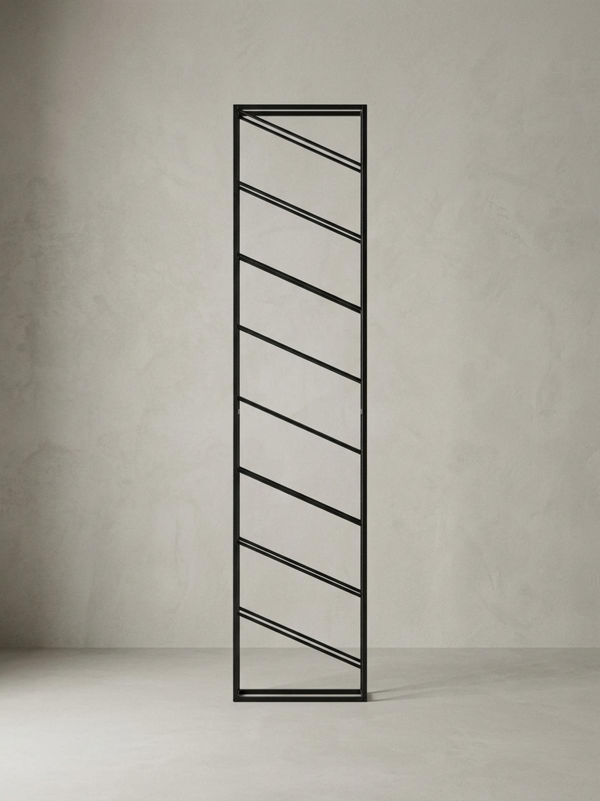 WEINREGAL STILVIN Eisen Pulverbeschichtet Wandmontage Handgefertigt, Schwarz 36x8x150 cm - Schwarz, Metall (36/150/8cm) - KADIMA DESIGN