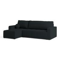 ECKSOFA VOLIRA Schwarz Boucle-Stoff mit Schlaffunktion - Schwarz, Holz (230/143cm) - MASSENO