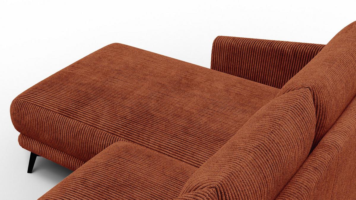 ECKSOFA VILT 3-Sitzer, orange - Schwarz/Orange, Holzwerkstoff/Textil (221/156cm) - Wozimo