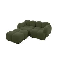 ECKSOFA modulares Sofa Links Miko-L1 214x205x75 Grün Bouclé - Smaragdgrün/Schwarz, Holzwerkstoff/Kunststoff (214/205cm) - ALTDECOR