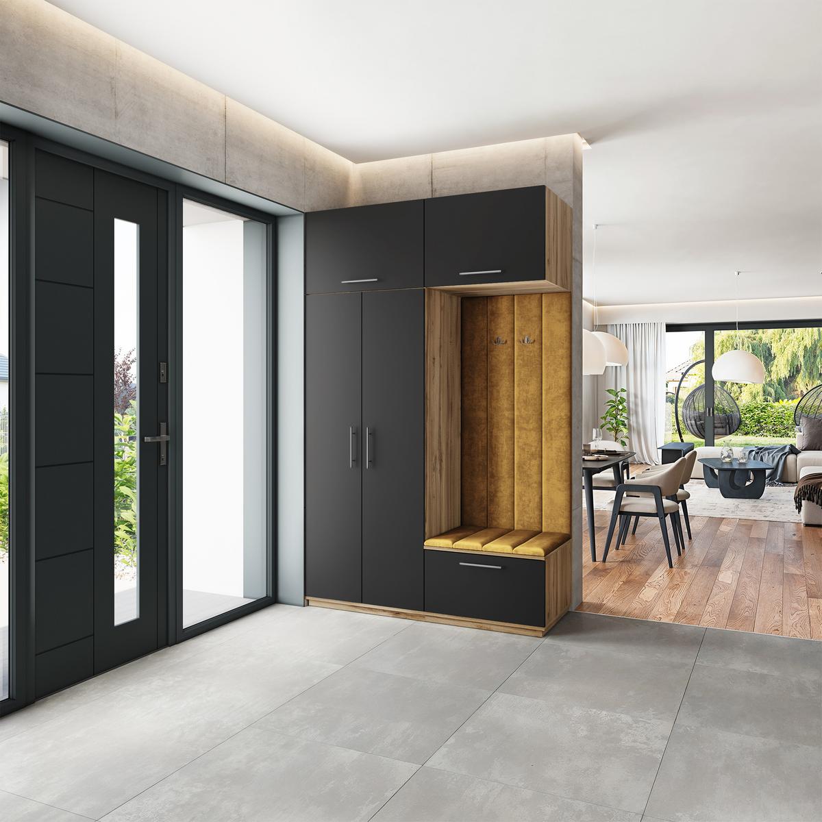 GARDEROBENSCHRANK REMA 150/240/60 cm Modern Garderobe-Set Eiche Wotan - Gelb/Eiche Wotan, Holzwerkstoff (150/240/60cm) - MASSENO