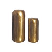 VASEN 2er-Set AMALFI, Aluminium, handgefertigt, Gold, Ø 16 x 40,5 cm - Goldfarben, Metall (40.5cm) - KADIMA DESIGN