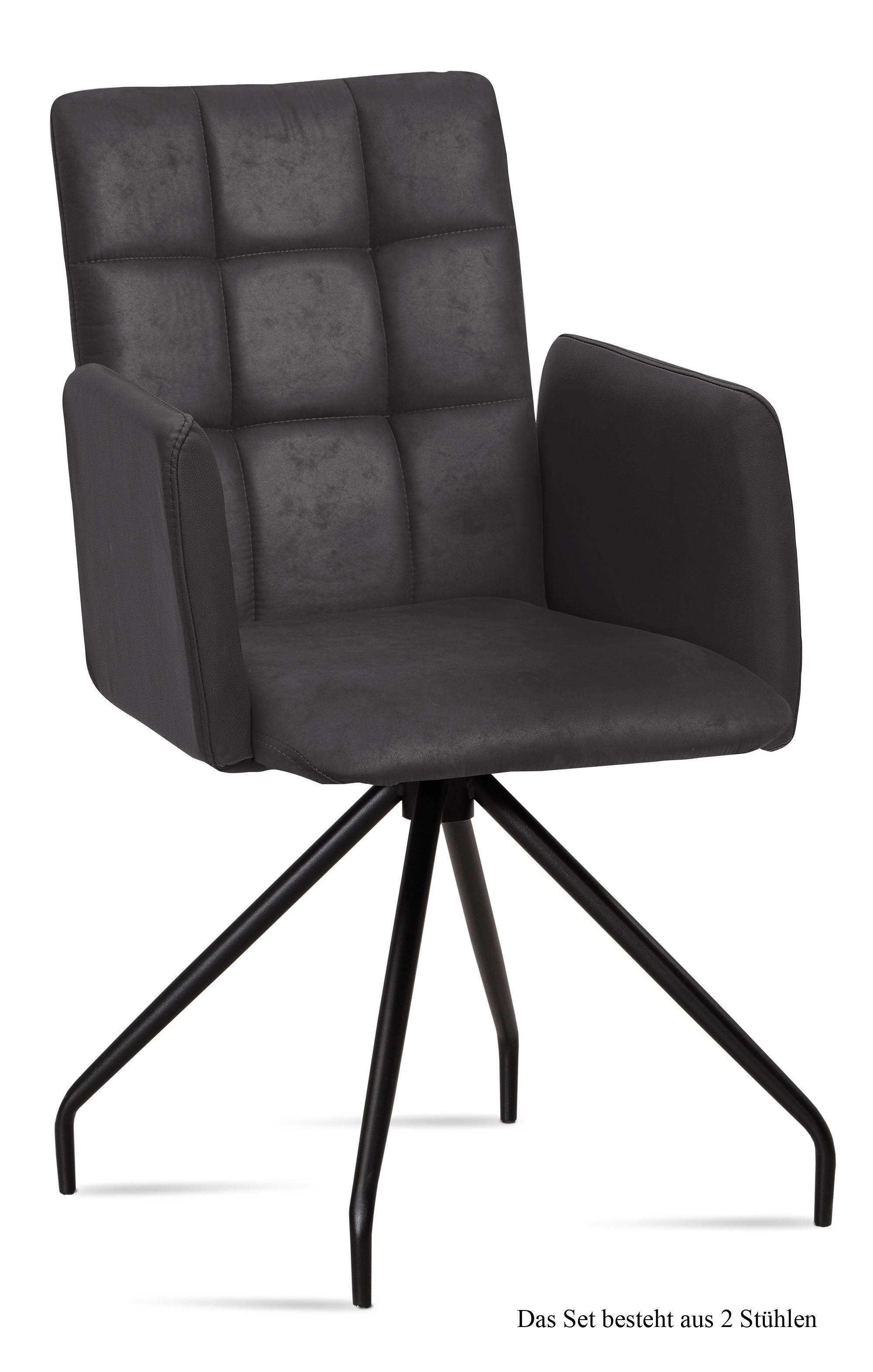 ARMLEHNSTUHL (2er-Set) Devina 52x91x60 Schwarz/Anthrazit - Anthrazit/Schwarz, Kunststoff (60/91/52cm) - 58aufmkessel