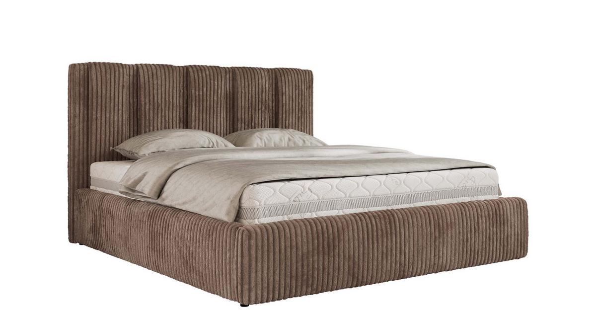 MKS POLSTERBETT SAVINO CLASSIC 140/200 - Braun Cord - Schaum-Matratze ...
