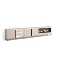 LOWBOARD, Beige, 315/35/61cm, Kamin mit Feuereffekt XXL - Beige, Holzwerkstoff (315/61/35cm) - Skraut Home
