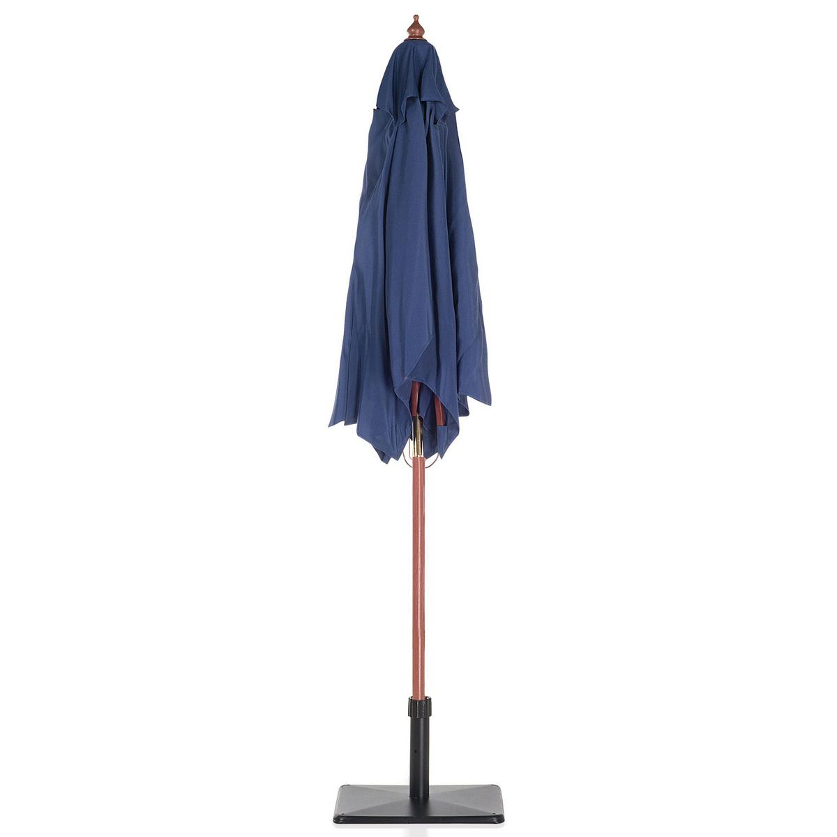 SONNENSCHIRM marineblau 195/144/244 cm Flamenco - Blau/Dunkelbraun, Textil (195/144cm) - Beliani