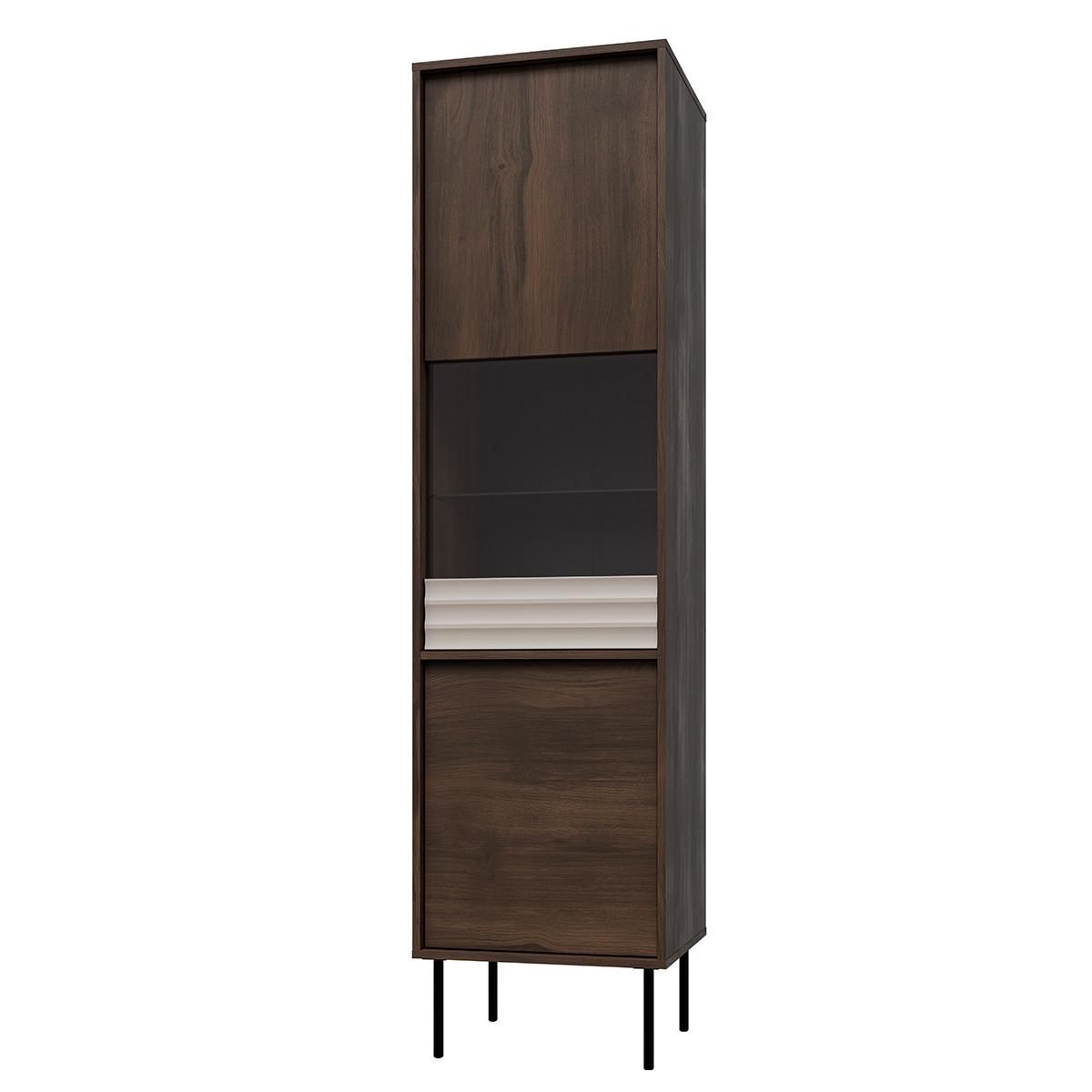 VITRINE Astra Dunkles Holz und Kaschmir - Beige, Holzwerkstoff (50.9/195/40cm) - Petits-meubles