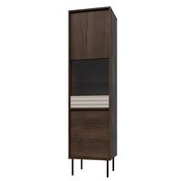 VITRINE Astra Dunkles Holz und Kaschmir - Beige, Holzwerkstoff (50.9/195/40cm) - Petits-meubles