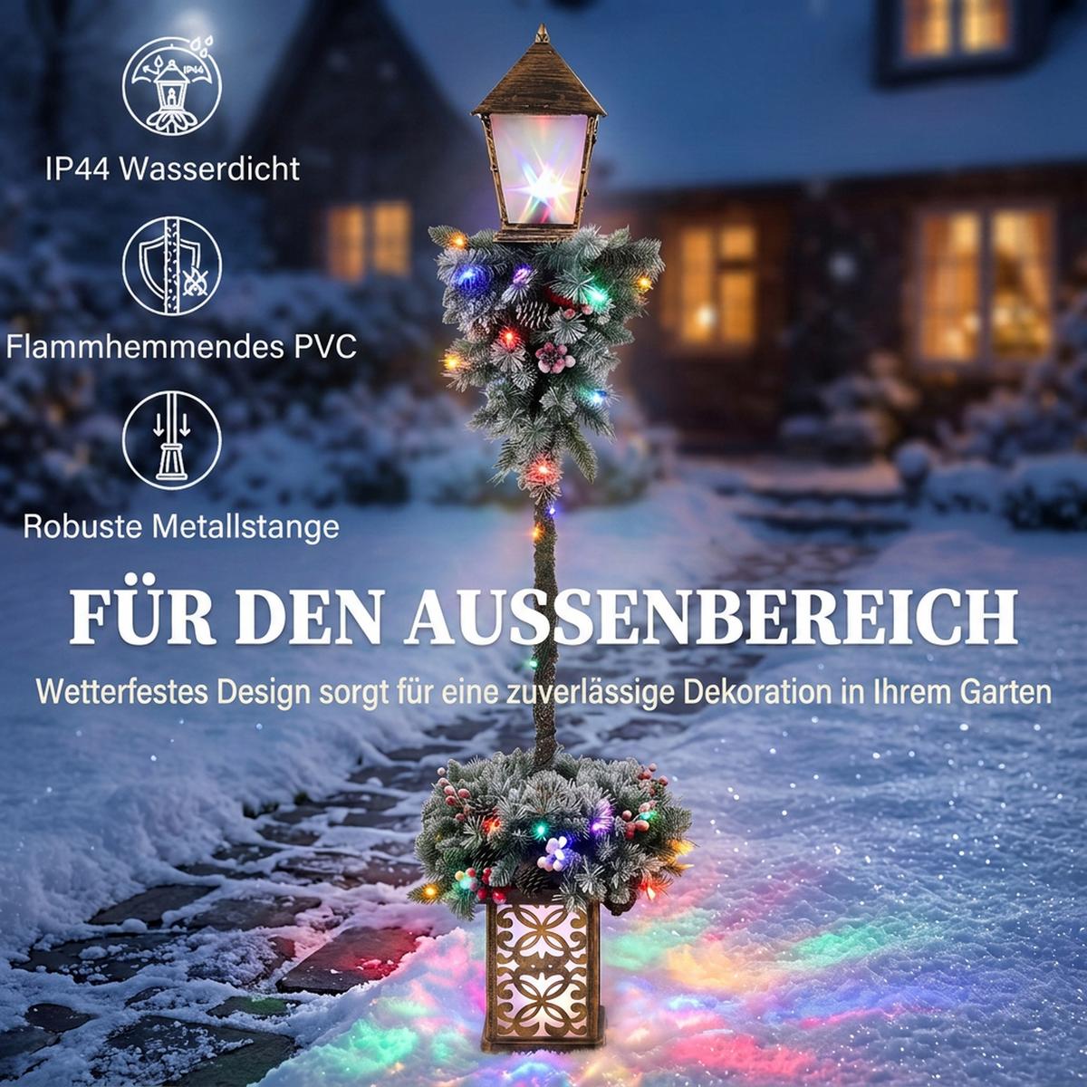 WEIHNACHTSLATERNE Metall Kunststoff Grün Weiß - Grün, Metall (43/43/150cm) - Outsunny