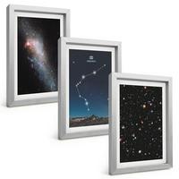 BILDER SET 3er Set - 20x30 cm Silberner Rahmen - Galaxienraum Wassermann - Silberfarben, Kunststoff (20/30cm) - TULUP