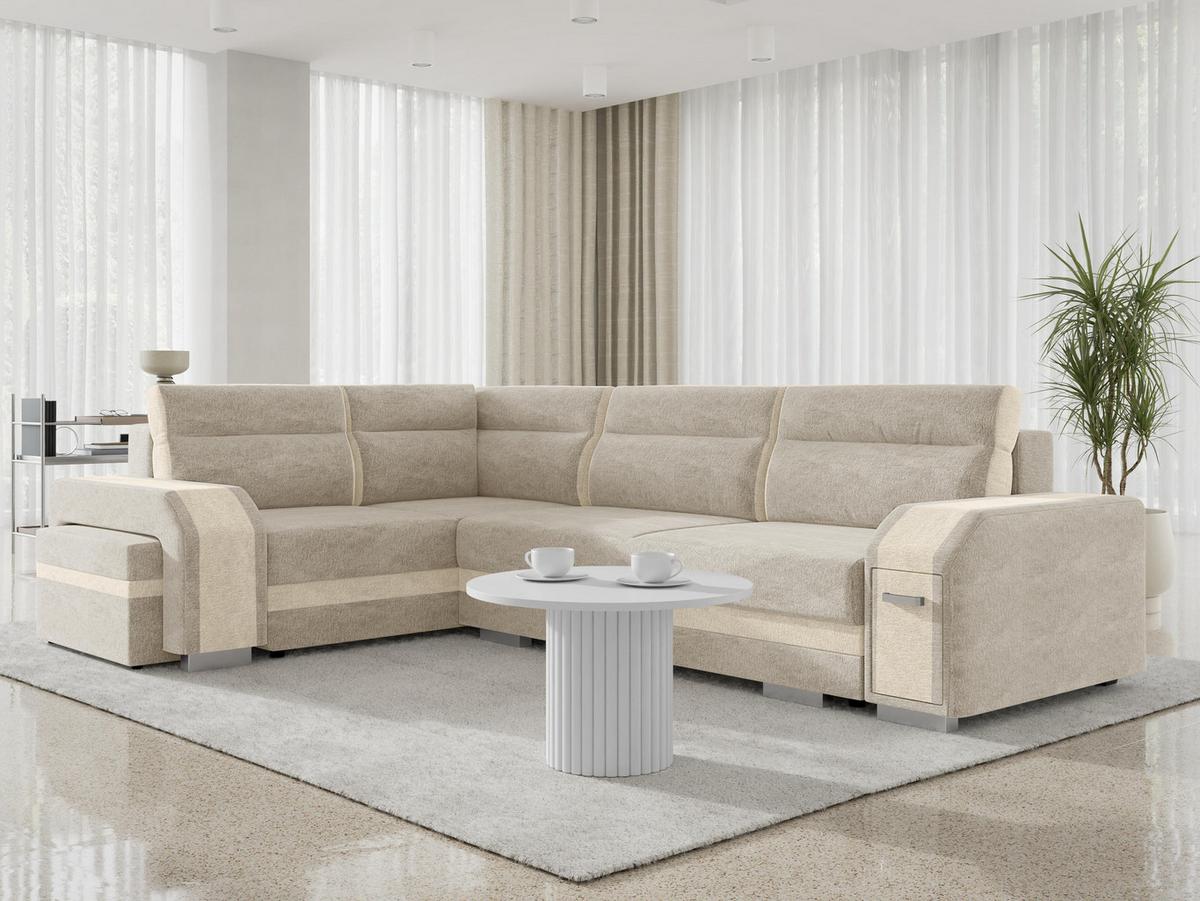 ECKSOFA Assan, Seite: Links - Chromfarben/Beige, Holz/Kunststoff (305/205cm) - MIRJAN24