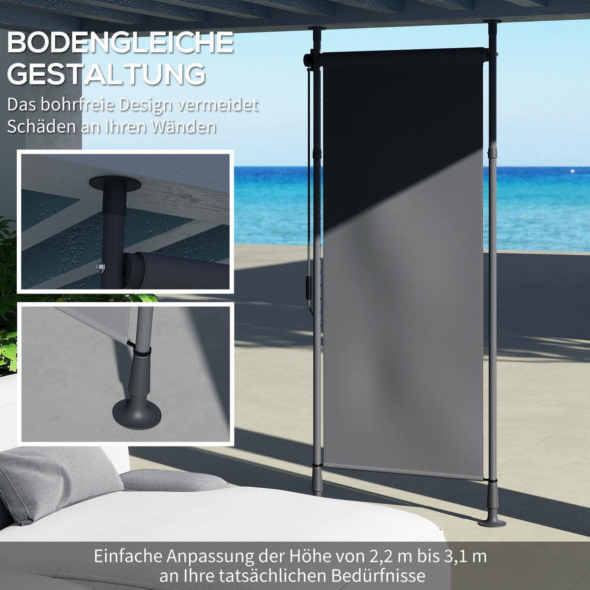 SENKRECHTMARKISE, Polyester, Dunkelgrau - Dunkelgrau, Metall (2.8/310/120cm) - Outsunny