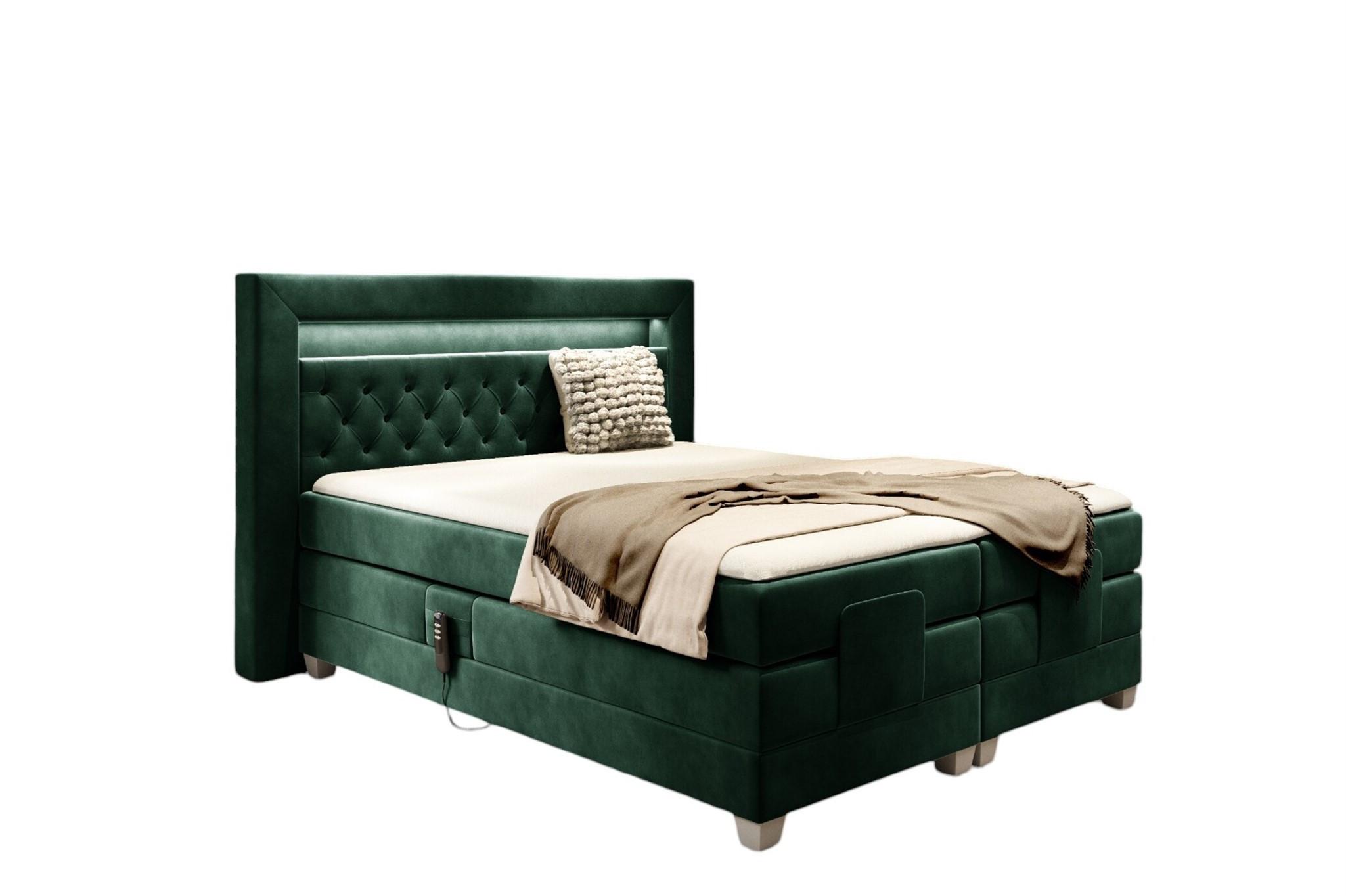 BOXSPRINGBETT Bett Elektrisch Armando - Grün, Holzwerkstoff/Textil (180/200cm) - Fun Möbel
