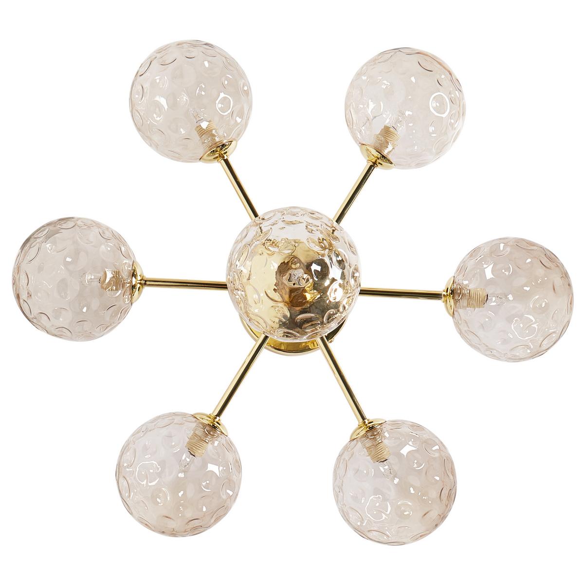DECKENLAMPE Beige Anadyr - Beige/Goldfarben, Glas (52/52/28cm) - Beliani