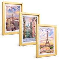 BILDER SET 3er Set - 20x30 cm Goldrahmen - Städte New York Paris Dämmerung - Goldfarben, Kunststoff (20/30cm) - TULUP