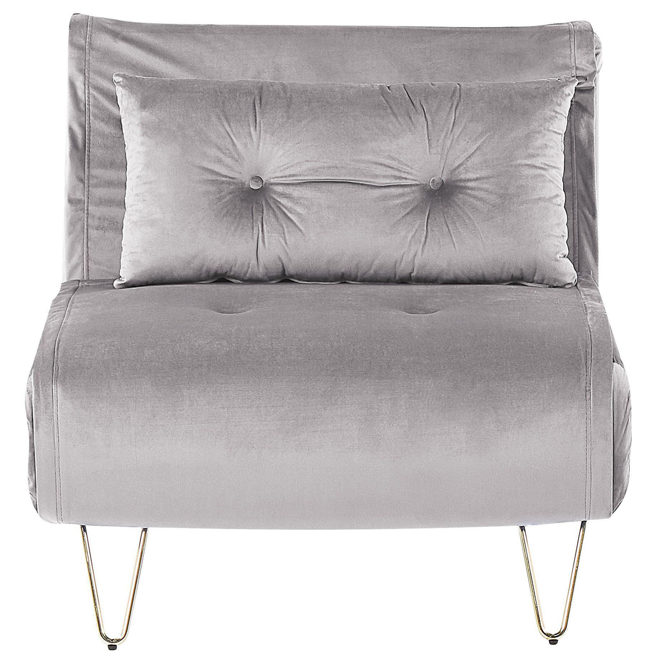 SCHLAFSOFA Samtstoff Grau Vestfold - Hellgrau, Textil (85/81/78cm) - Beliani