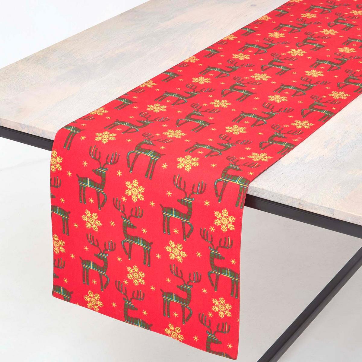 TISCHLÄUFER Weihnachten – Rentier rot, 35/250 cm, 100% Baumwolle - Rot, Textil (35/250cm) - Homescapes
