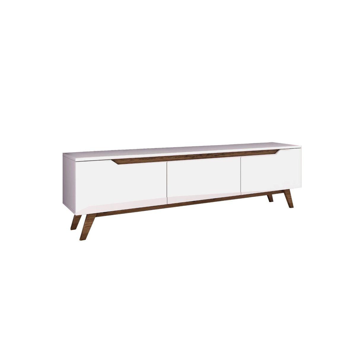 TV-MÖBEL mit 3 Türen weiß - L180 cm - Weiß, Holzwerkstoff (35/48.6/12.5cm) - Calicosy