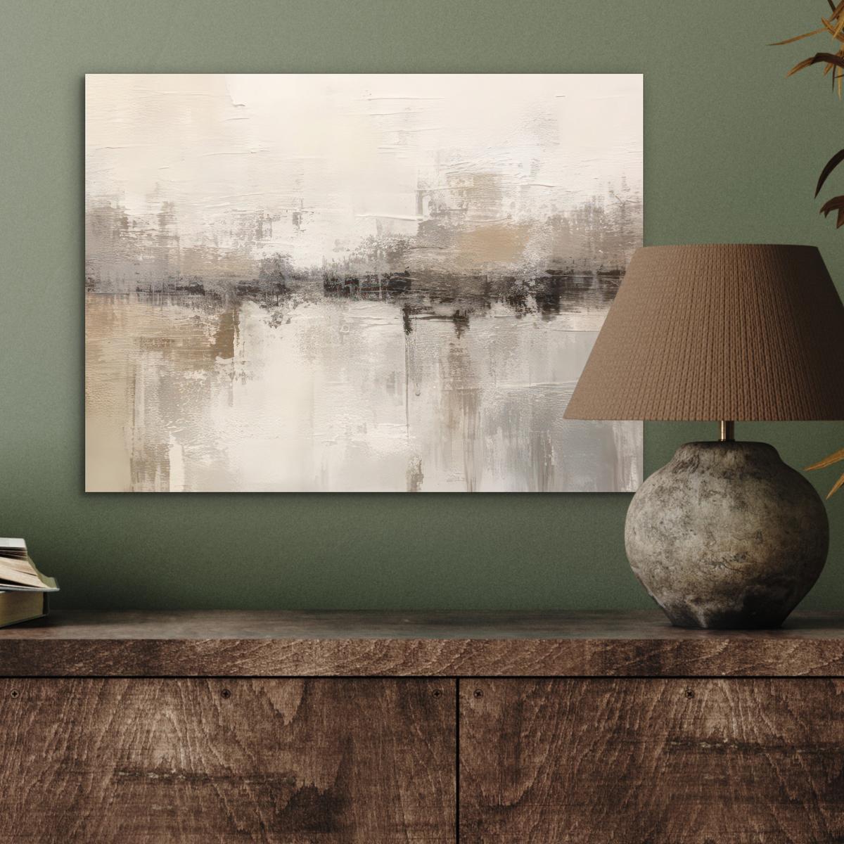 METALLBILD Moderne Kunst - Abstrakt - Beige 40x30 cm - Beige, Metall (40/30cm) - MuchoWow