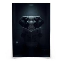 POSTER für WC Badezimmer ELEFANT mit Zeitung Abstraktion 30x40cm - Schwarz/Grau, Papier (30/40/40cm) - Muralo