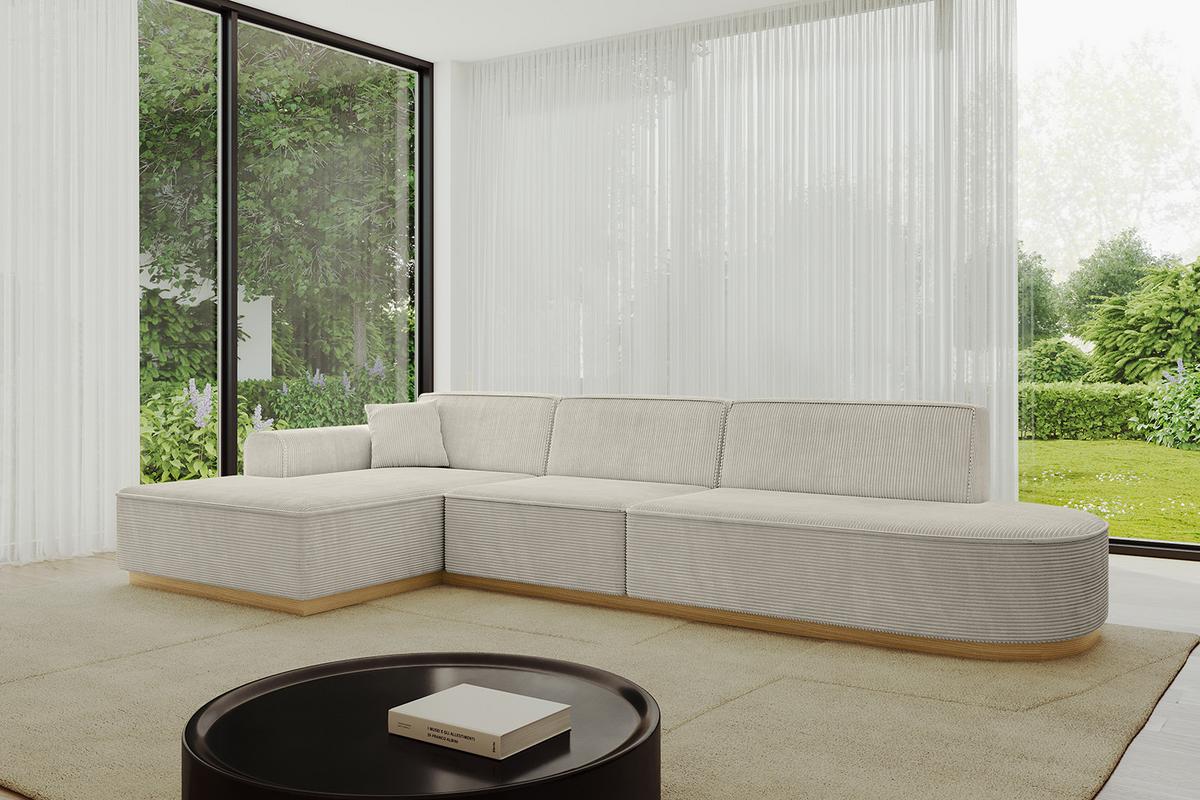 ECKSOFA Ottomane Links IREA-L2-v2 - 327x165x80 cm Creme - Ecru/Creme, Holzwerkstoff/Textil (327/165cm) - ALTDECOR