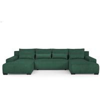 WOHNLANDSCHAFT Benny U grün - Schwarz/Grün, Textil/Metall (350/85/186cm) - Beautysofa