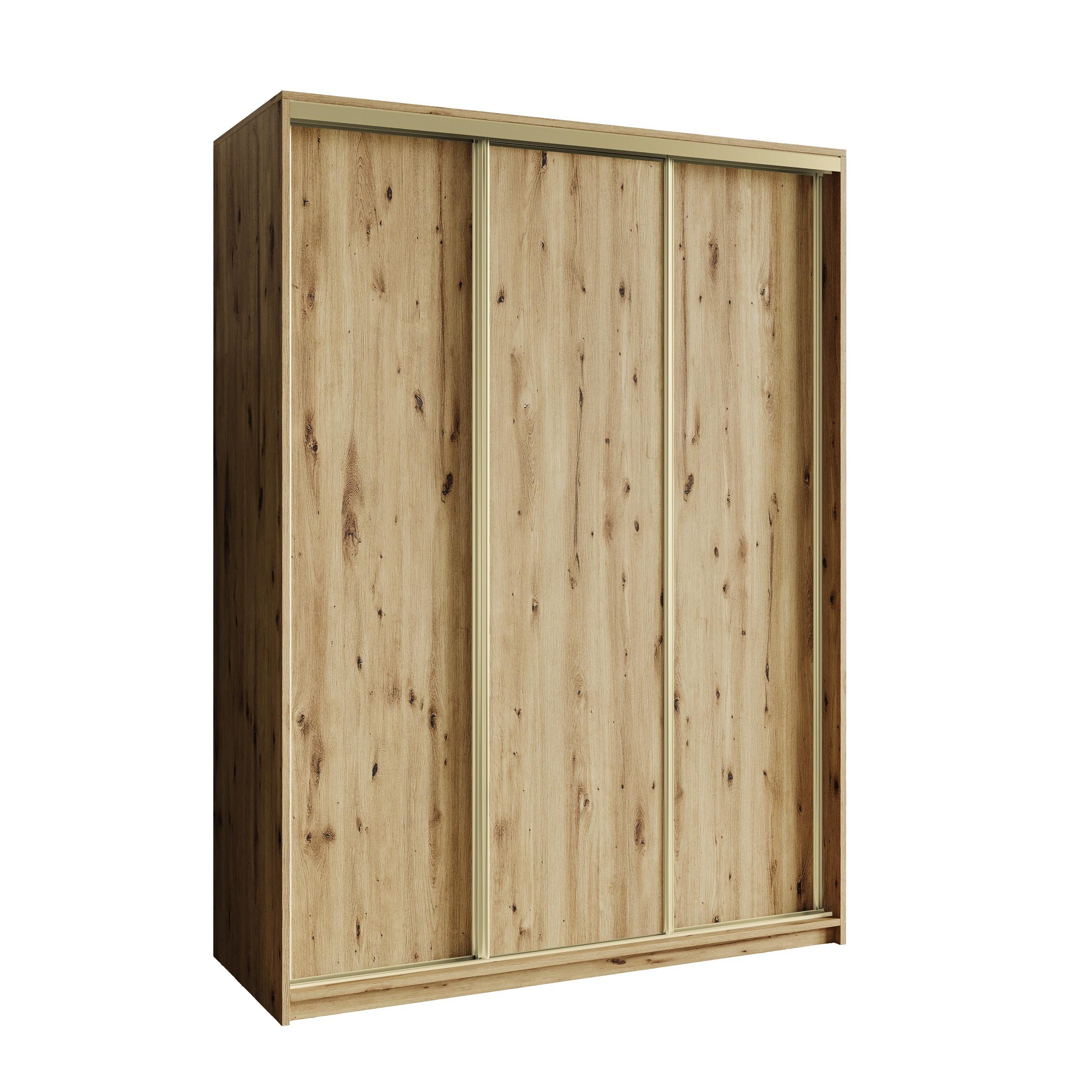 SCHWEBETÜRENSCHRANK NISSE 150/205/60 cm 3-türig Eiche Artisan - Eiche Artisan, Holzwerkstoff (150/205/60cm) - MASSENO