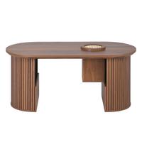 COUCHTISCH Oval Nussbaum Retro-Stil mit vertikaler Textur - Walnussfarben, Holzwerkstoff (50/105/46.5cm) - Urban Meuble