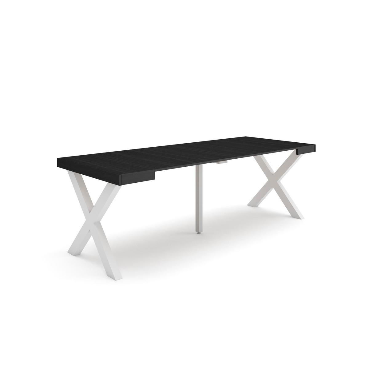 KONSOLENTISCH ausziehbar 58 bis 222cm, für 10 Gäste, schwarz, 90/58/73cm - Schwarz, Holzwerkstoff (90/222/73cm) - Skraut Home