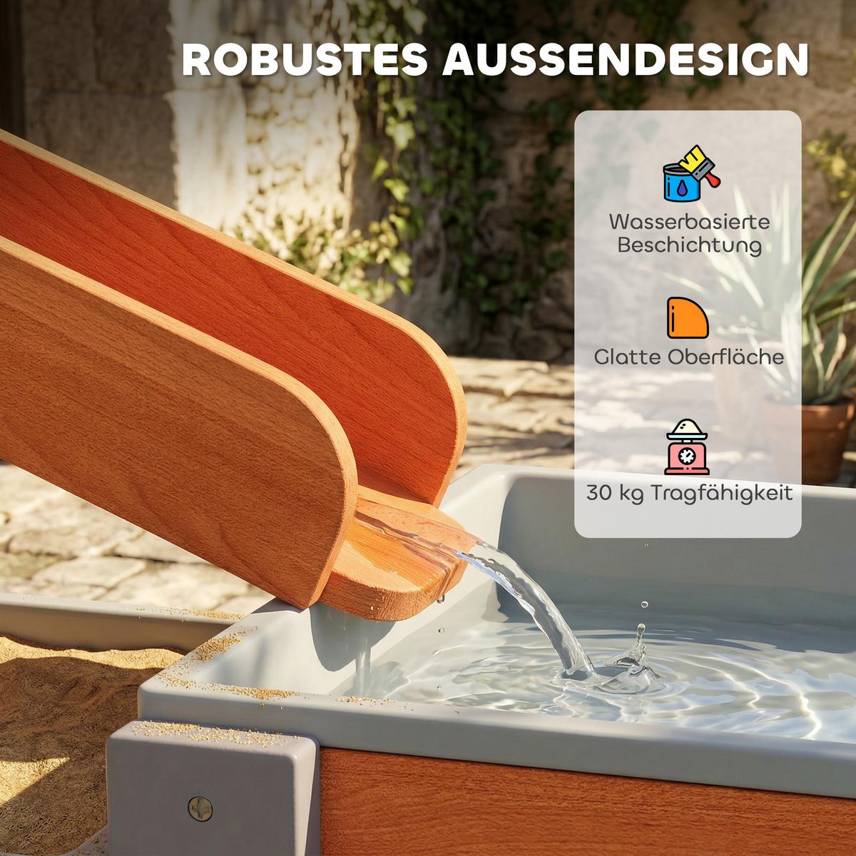 SAND-WASSERSPIELTISCH Tannenholz Kunststoff Grau - Grau, Holz (75/34.5/105cm) - AIYAPLAY