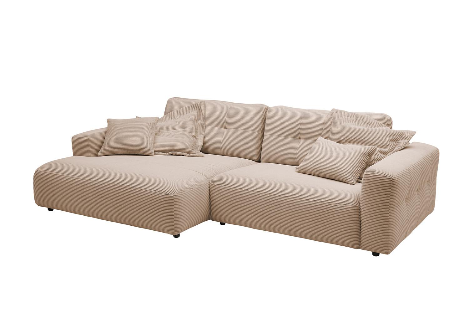 ECKSOFA MIKA Taupe Cord - Taupe/Schwarz, Kunststoff/Textil (276/167cm) - KAWOLA