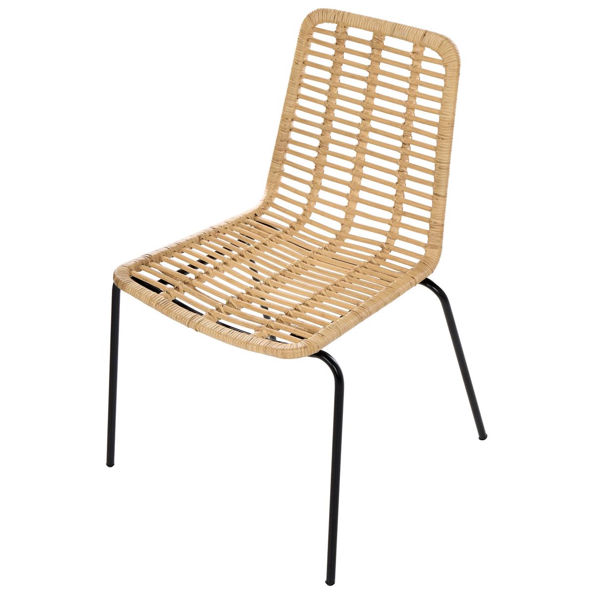 ESSZIMMERSTUHL 2er Set Rattan Naturfarben Taos - Naturfarben, Naturmaterialen (56/82/55cm) - Beliani