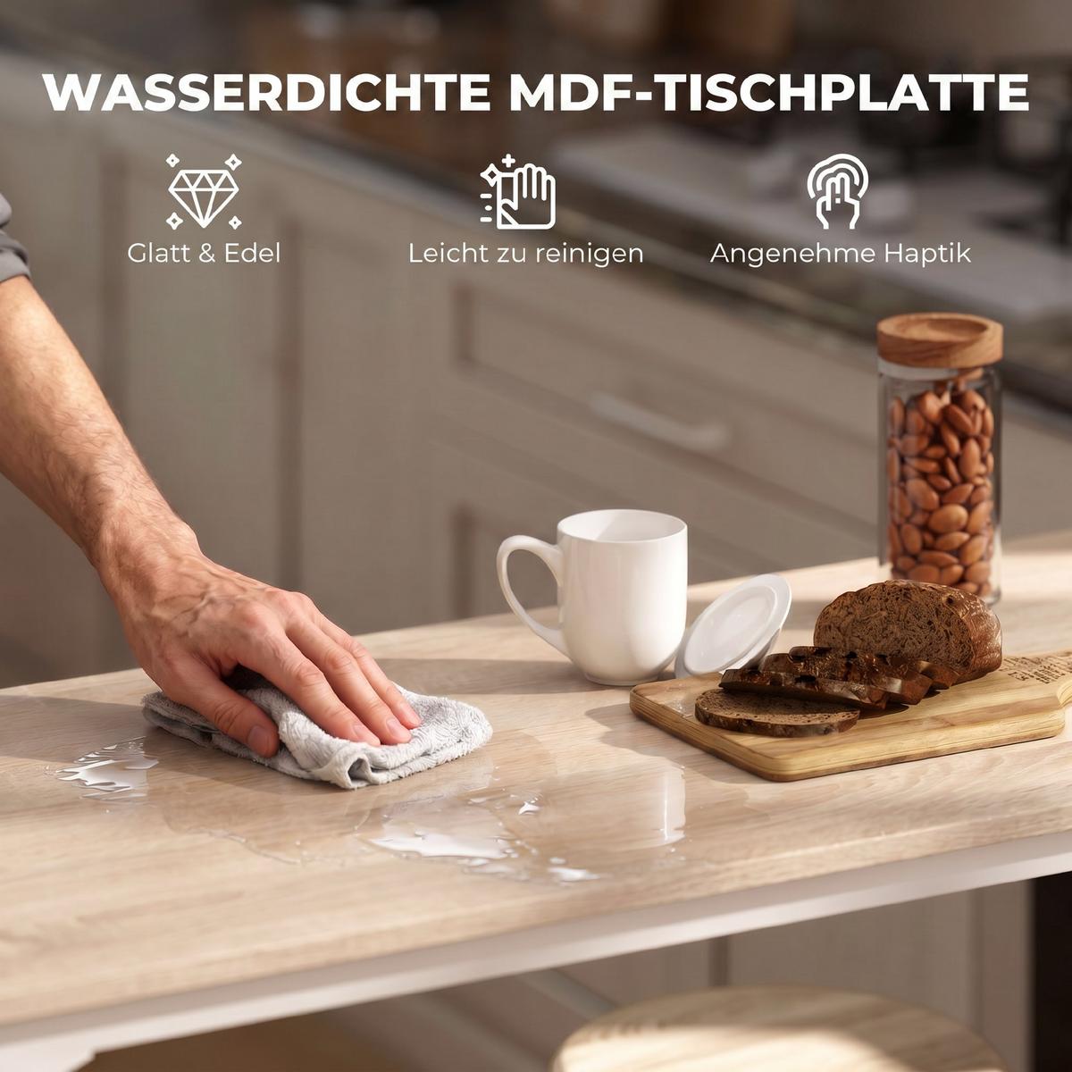 BARTISCH-SET 5er Set MDF Metall Eiche - Eichefarben, Holzwerkstoff (50/89.5/110cm) - HOMCOM