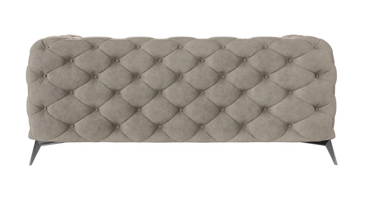CHESTERFIELD-SOFA 2-Sitzer Laura Dunkle Creme Samt - Silberfarben/Creme, Holz/Textil (185/75/100cm) - S-Style Möbel