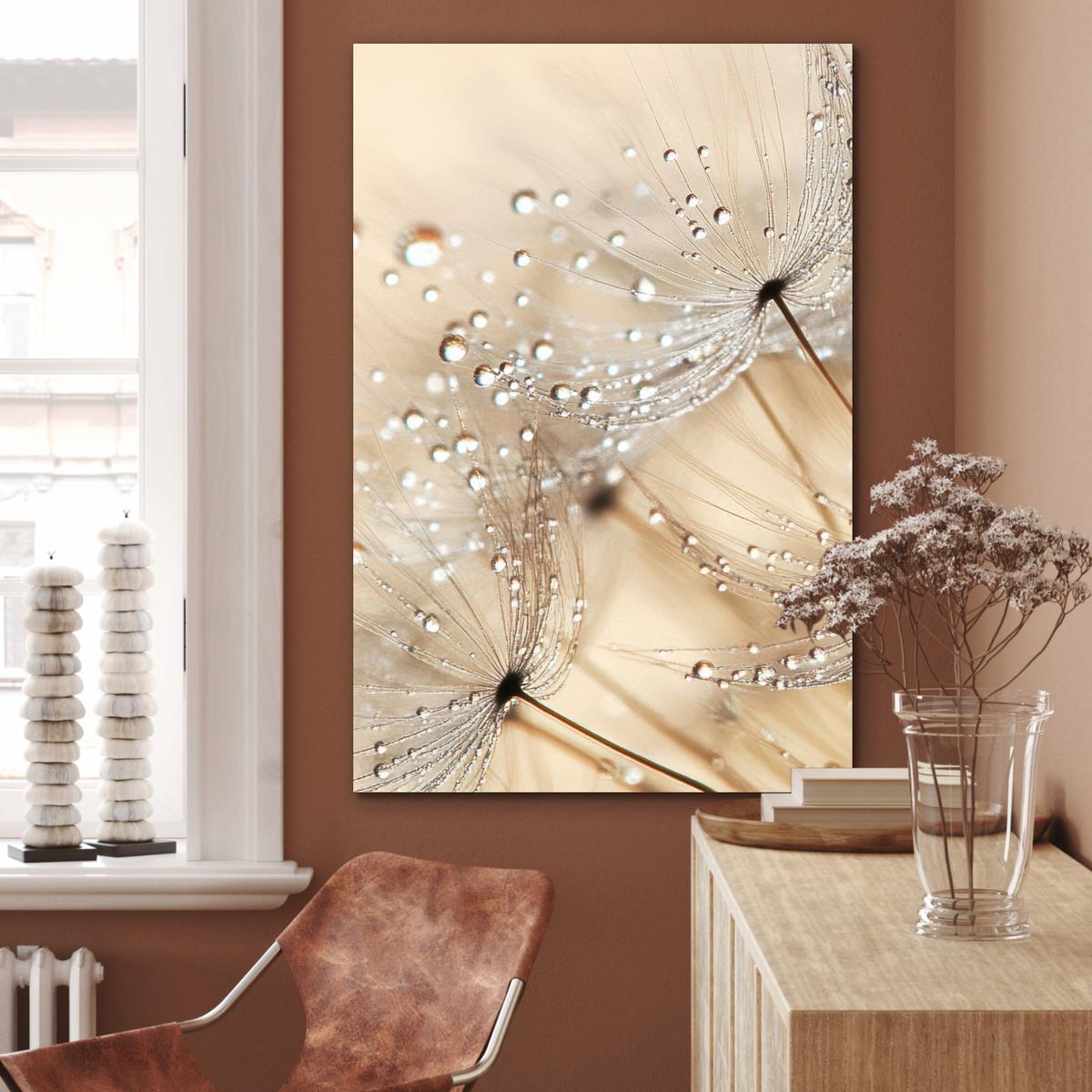 METALLBILD Löwenzahn - Abstrakt - Natur - Beige 80x120 cm - Braun, Metall (80/120cm) - MuchoWow
