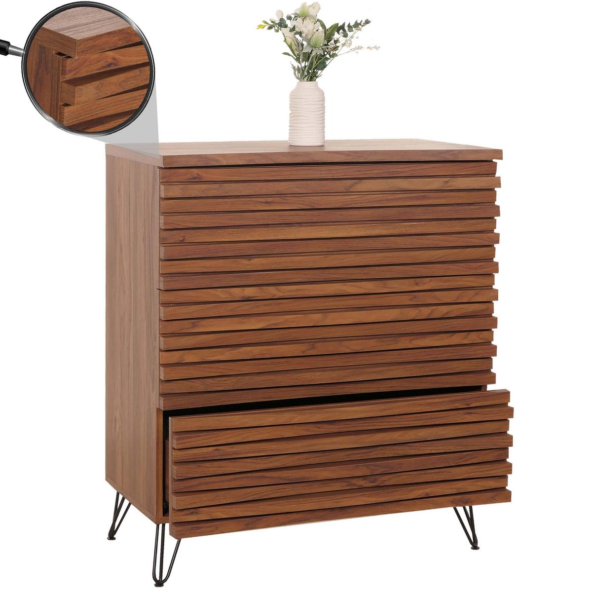 KOMMODE Walnuss Dekor - Walnussfarben, Holzwerkstoff (80/94/45cm) - MCW