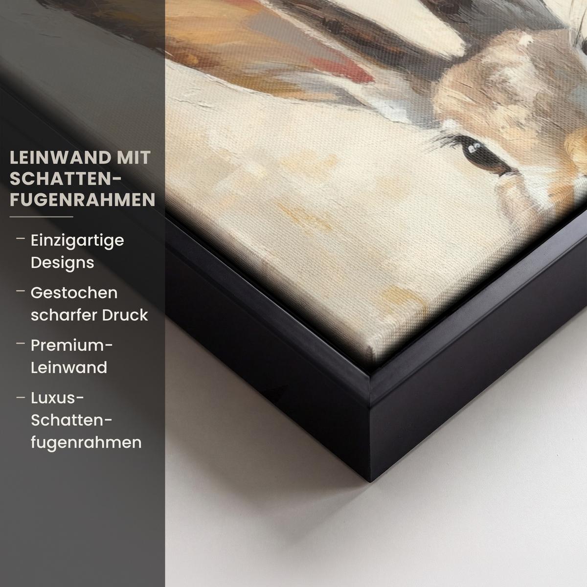 LEINWAND Bilder mit Rahmen - Hase - Ohren - Braun - 20x30 - Beige, Textil (20/30cm) - MuchoWow