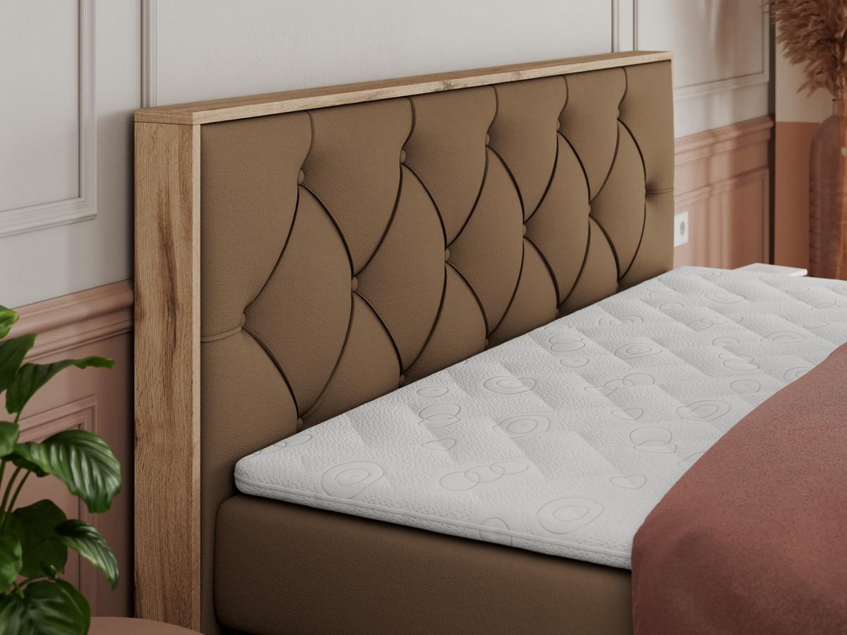 BOXSPRINGBETT VENETO KING 140/200 Braun Kunstleder - H4 - Braun, Holz/Textil (140/200cm) - MKS