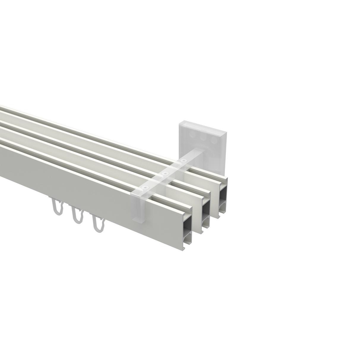 GARDINENSTANGE INNENLAUF Smartline Lox 260 cm (geteilt in 2 x 130 cm), 3-läufig, 14x35 mm Weiß - Weiß, Metall (260cm) - INTERDECO