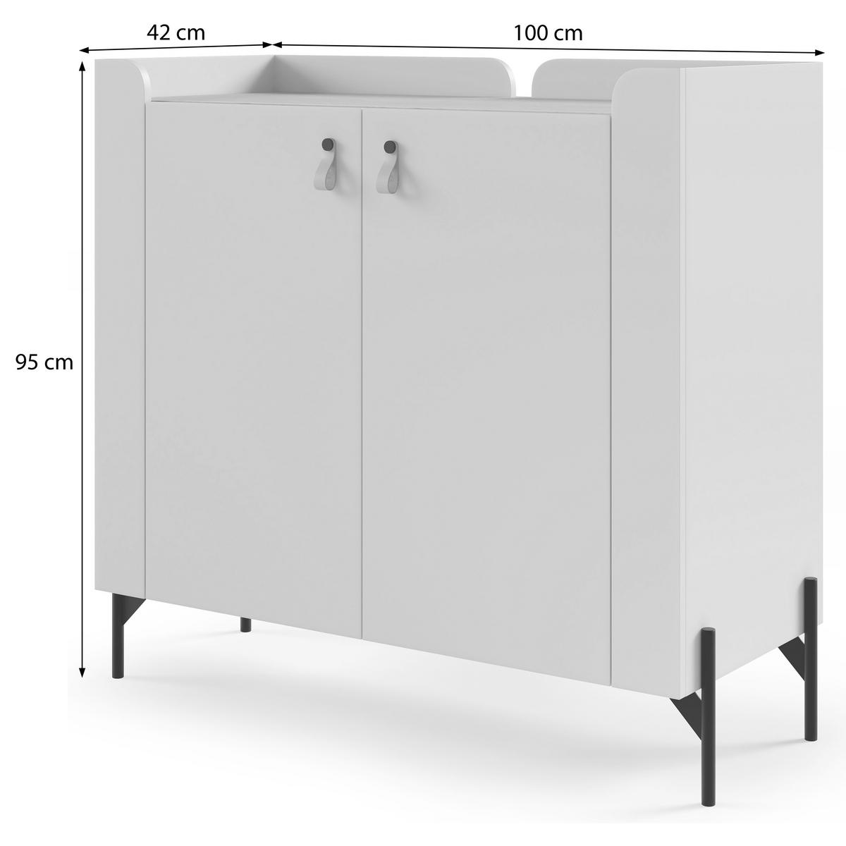 KOMMODE Sorella mit 2 Türen, 100 cm, für Jugendzimmer, Porcini + Eiche Mavelie - Eichefarben/Cappuccino, Leder/Holzwerkstoff (100/95/42cm) - Beautysofa