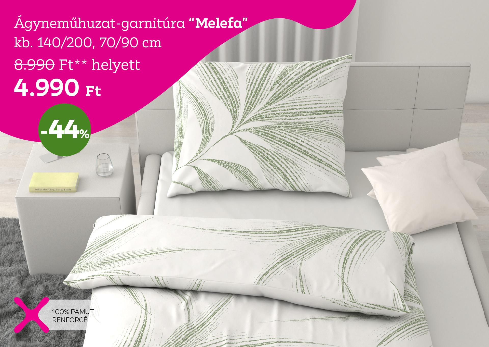 Ágyneműhuzat-garnitúra MELEFA 8990 Forint helyett 4990 Forint, kedvezmény mértéke 44%